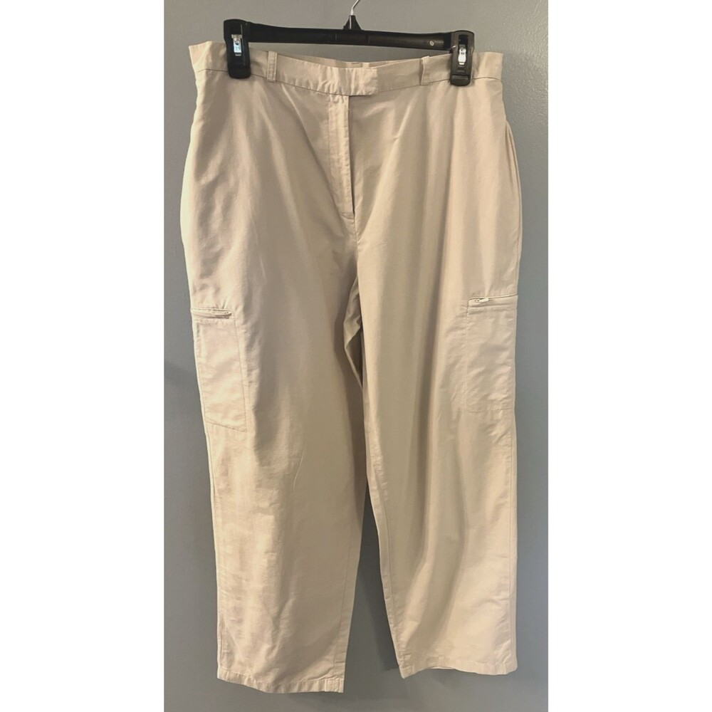 J Jill Womens Petite Lightweight Cargo Pants Beige  Size 12P